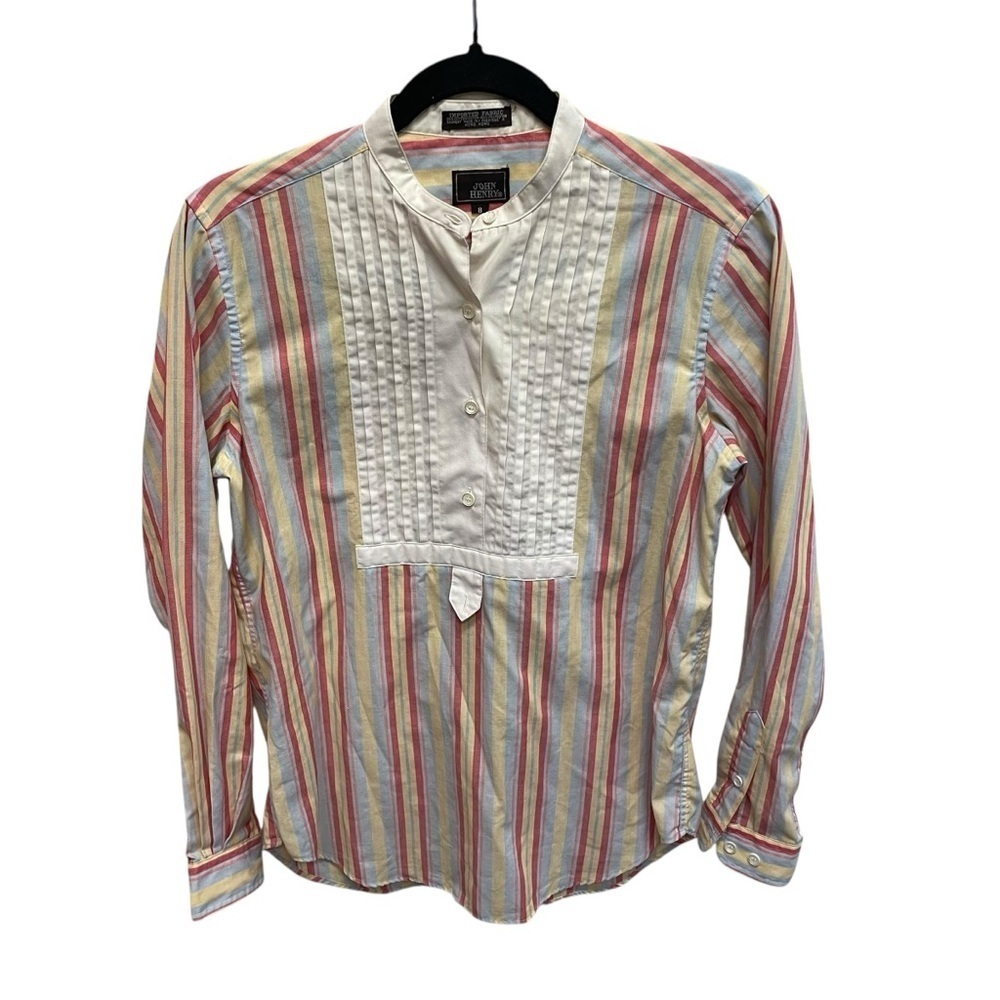 Vintage John Henry striped shirt long sleeve pleated women’s size 8